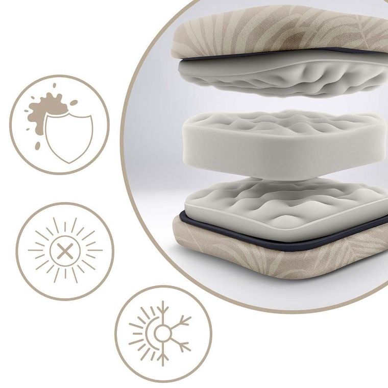 Sofotel, ChillWell, leżak ogrodowy składany z poduszką, beżowy, zestaw, 2 szt.