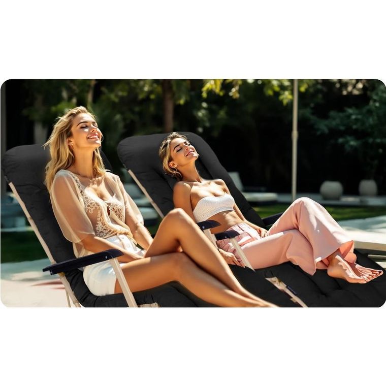 Sofotel, ChillWell, leżak ogrodowy składany z poduszką, czarny