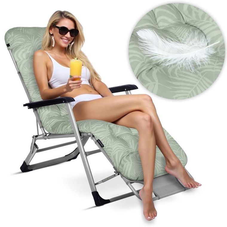 Sofotel, ChillWell, leżak ogrodowy składany z poduszką, jasno zielony, zestaw, 2 szt.