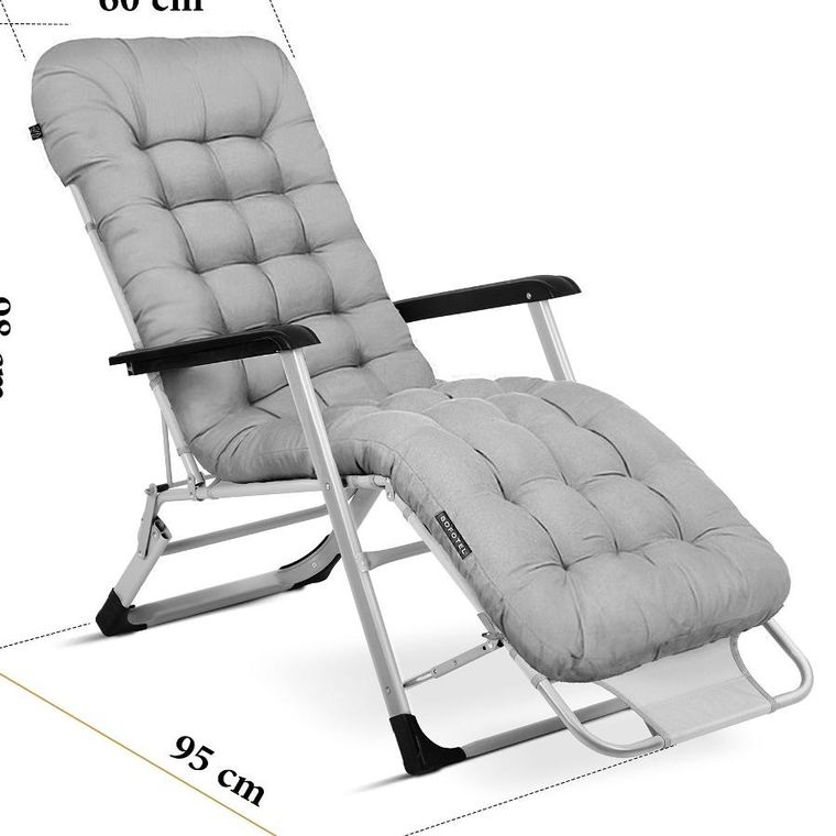 Sofotel, ChillWell, leżak ogrodowy składany z poduszką, szary, zestaw, 2 szt.