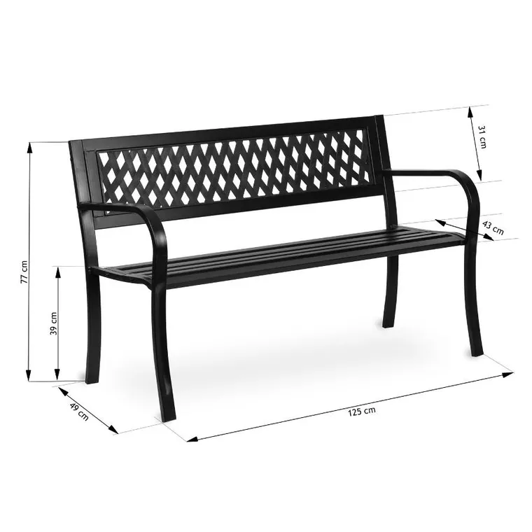 Sofotel, ławka ogrodowa z oparciem, Clover, 125-77-49 cm