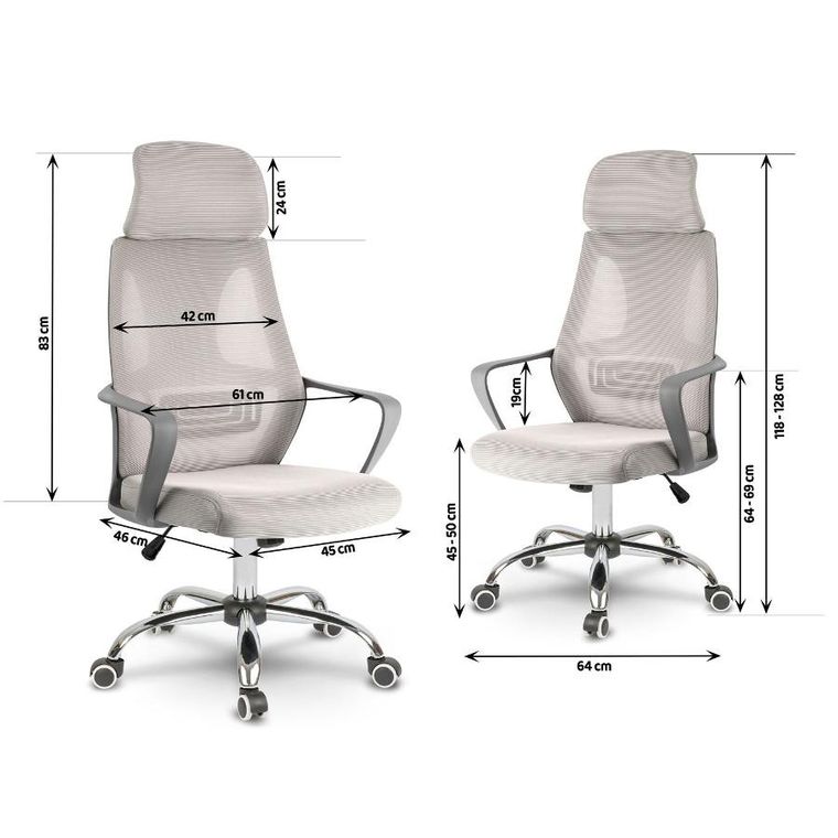 Sofotel, Praga, fotel biurowy, jasnoszary