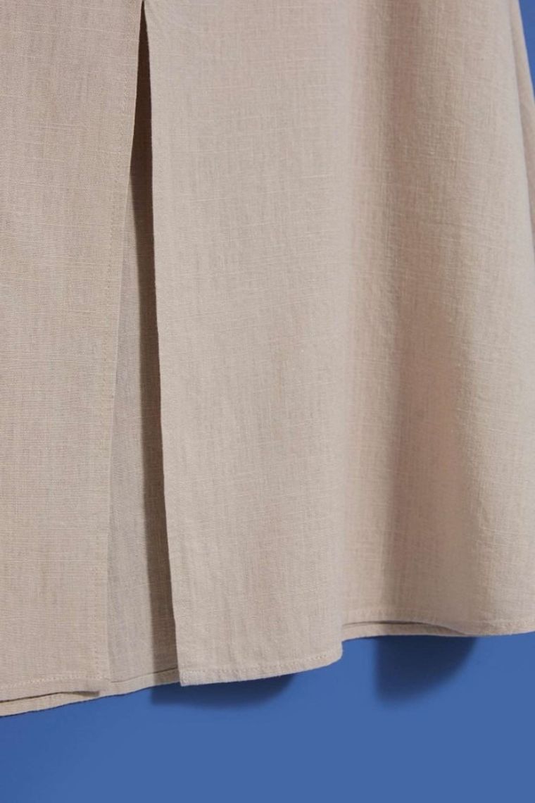 Spódnica damska z lnem, beżowa, Moodo