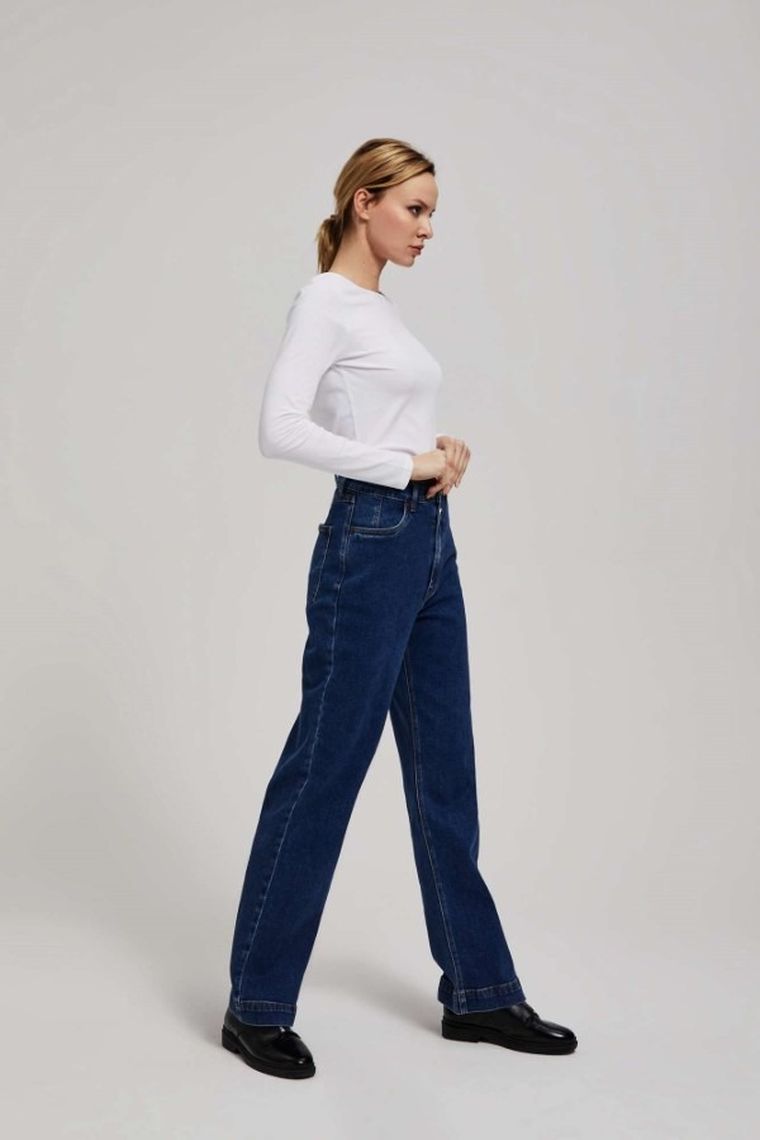 Spodnie jeansowe damskie, granatowe, Moodo