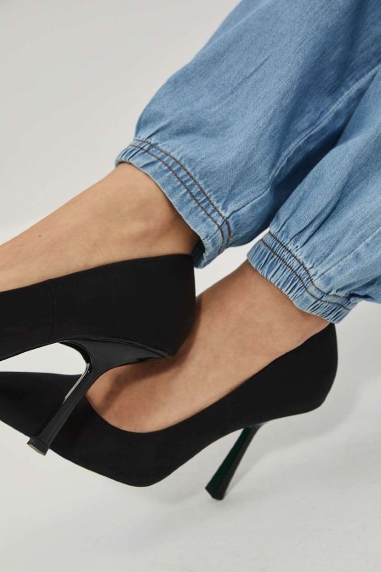 Spodnie jeansowe damskie, jogger, niebieskie, Moodo