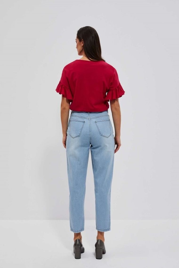 Spodnie jeansowe damskie, mom fit, niebieskie, Moodo