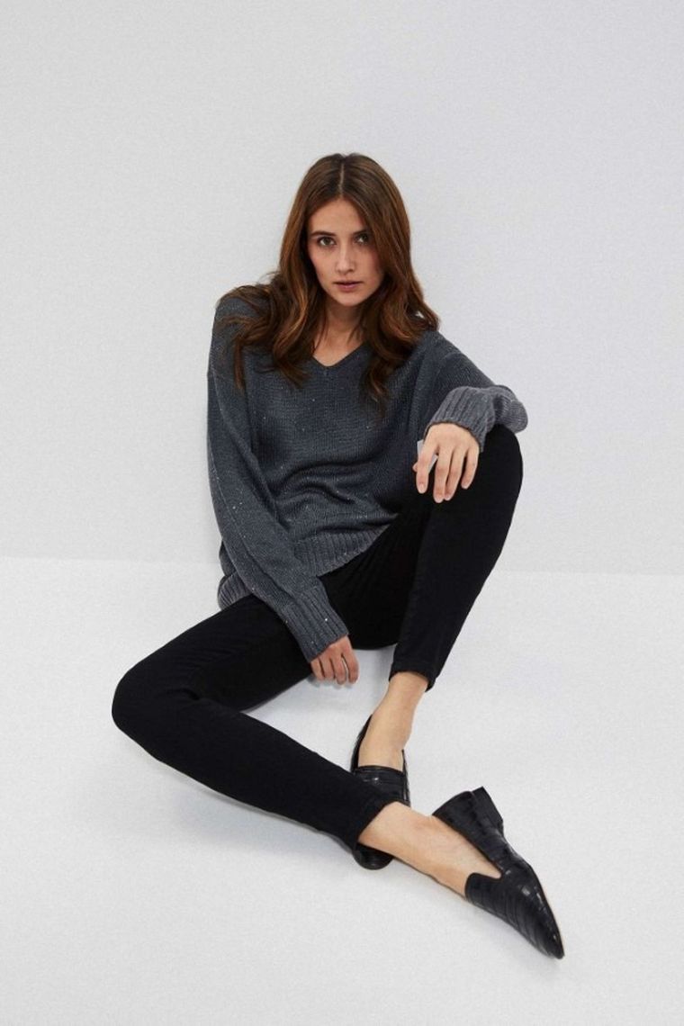 Spodnie jeansowe damskie, push up, czarne, Moodo