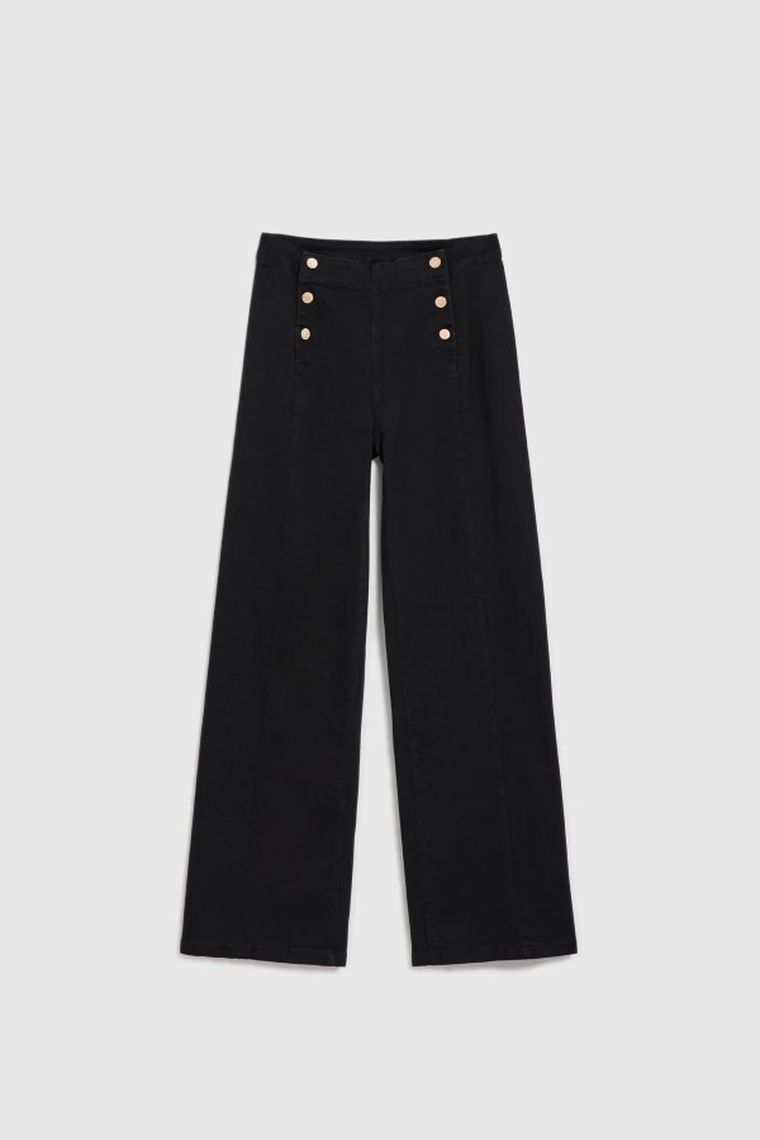 Spodnie jeansowe damskie, wide, czarne, Moodo