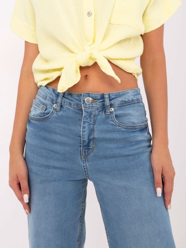 Spodnie jeansowe damskie, wide leg, niebieskie, Sublevel