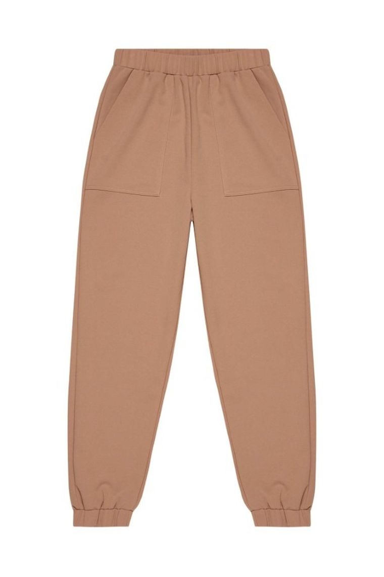 Spodnie materiałowe damskie, beżowe, Moodo