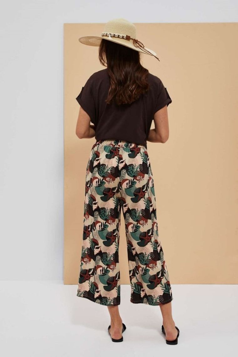 Spodnie materiałowe damskie, beżowe, Moodo