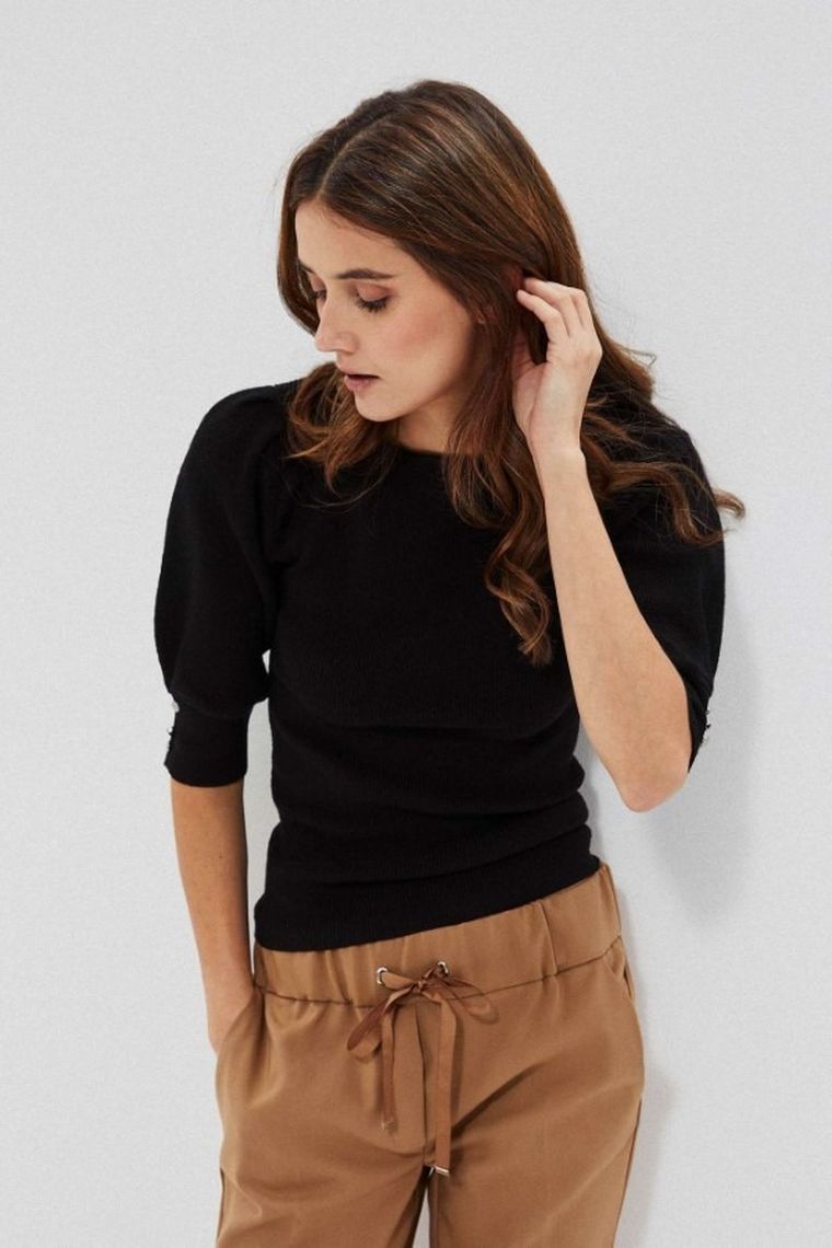 Spodnie materiałowe damskie, beżowe, Moodo