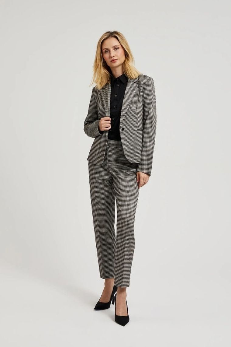 Spodnie materiałowe damskie, beżowe, Moodo