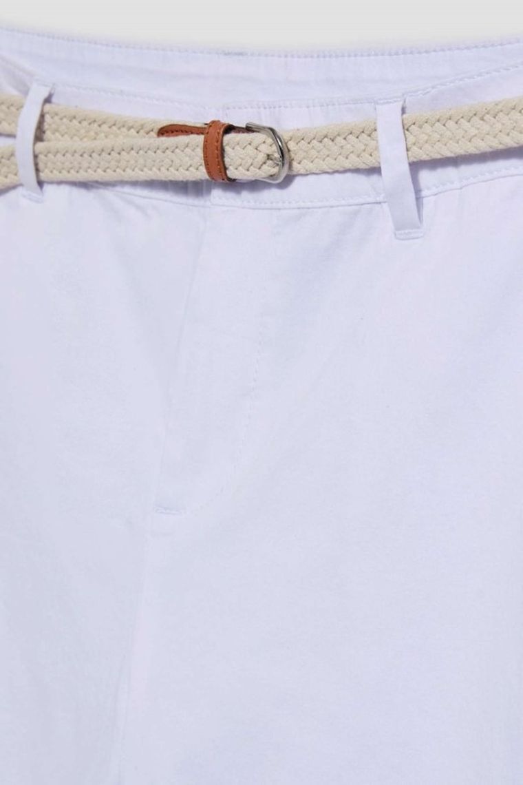 Spodnie materiałowe damskie, białe, Moodo