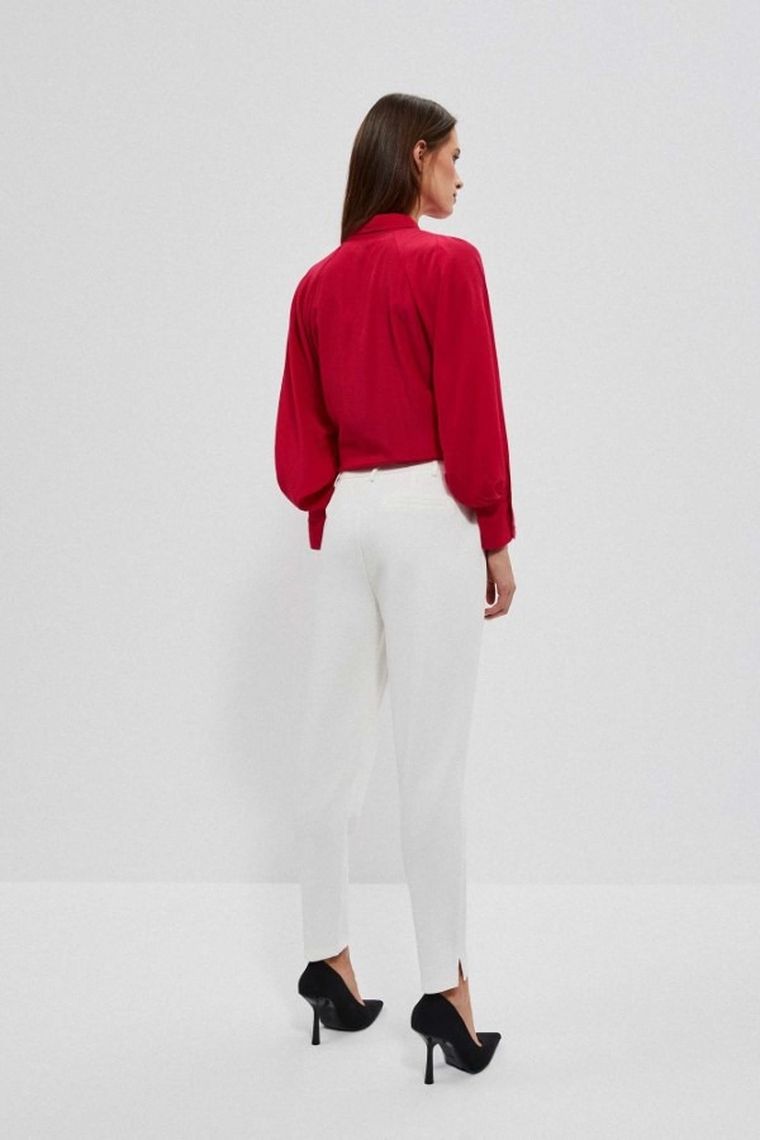 Spodnie materiałowe damskie, białe, Moodo