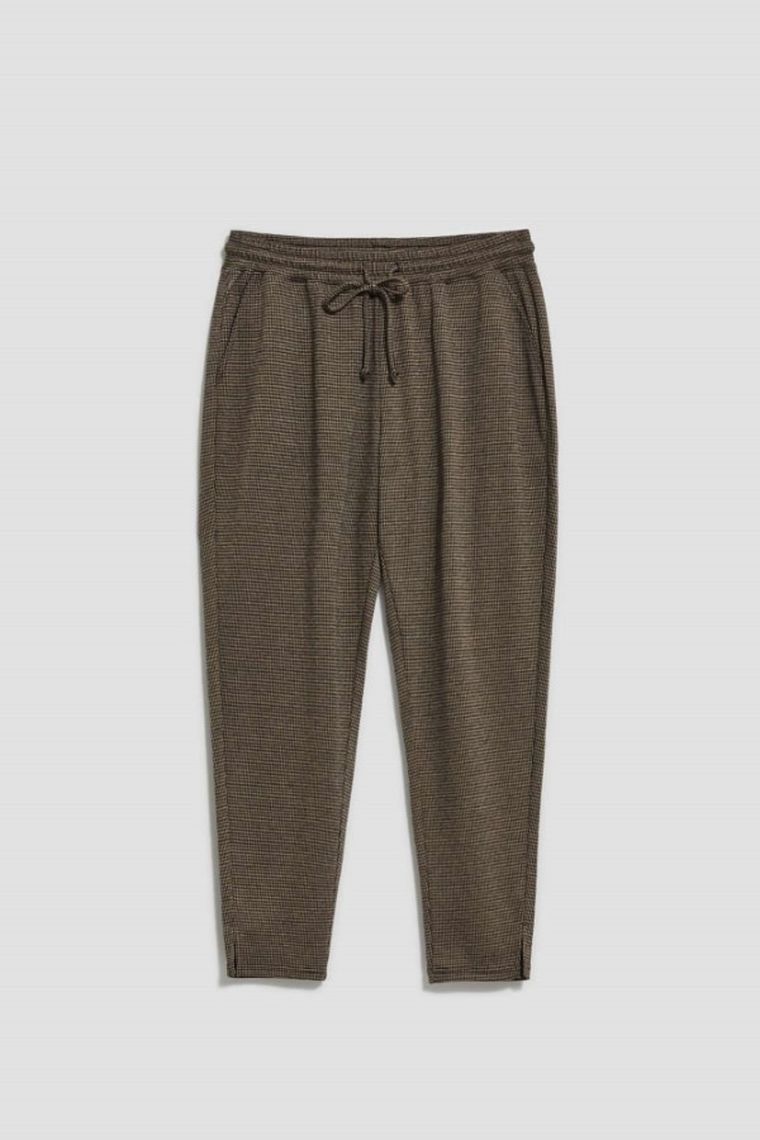 Spodnie materiałowe damskie, brązowe, Moodo