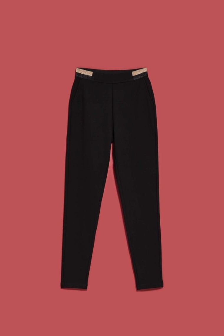 Spodnie materiałowe damskie, czarne, Moodo