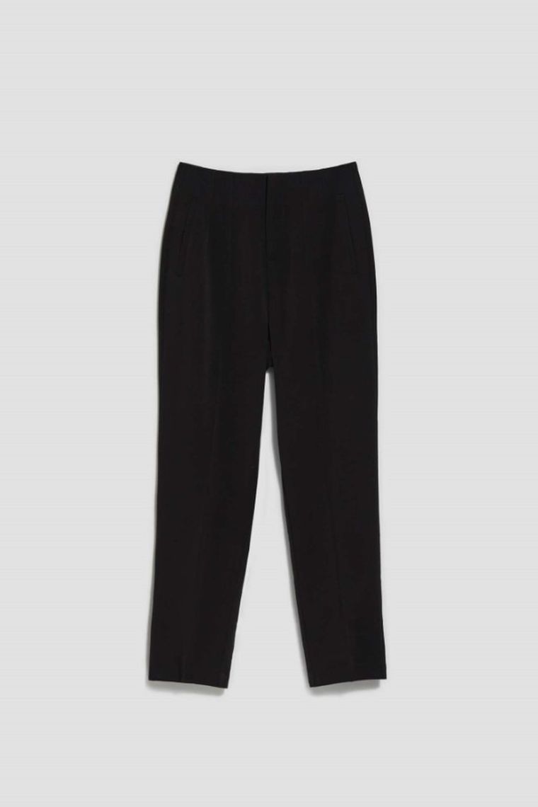 Spodnie materiałowe damskie, czarne, Moodo