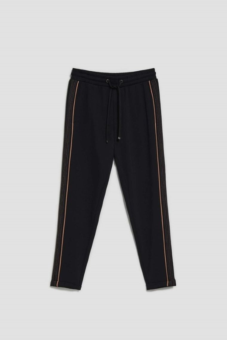 Spodnie materiałowe damskie, czarne, Moodo