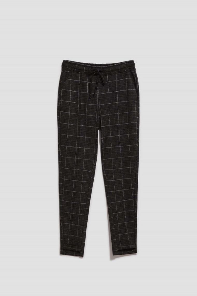 Spodnie materiałowe damskie, czarne, Moodo