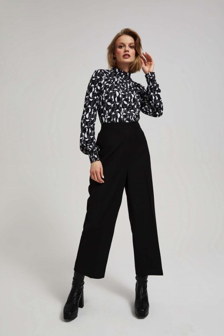 Spodnie materiałowe damskie, czarne, Moodo