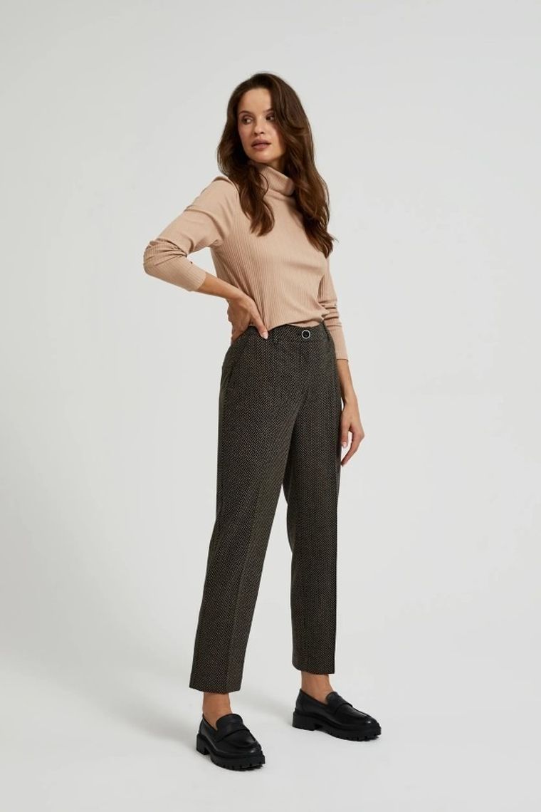 Spodnie materiałowe damskie, czarne, Moodo