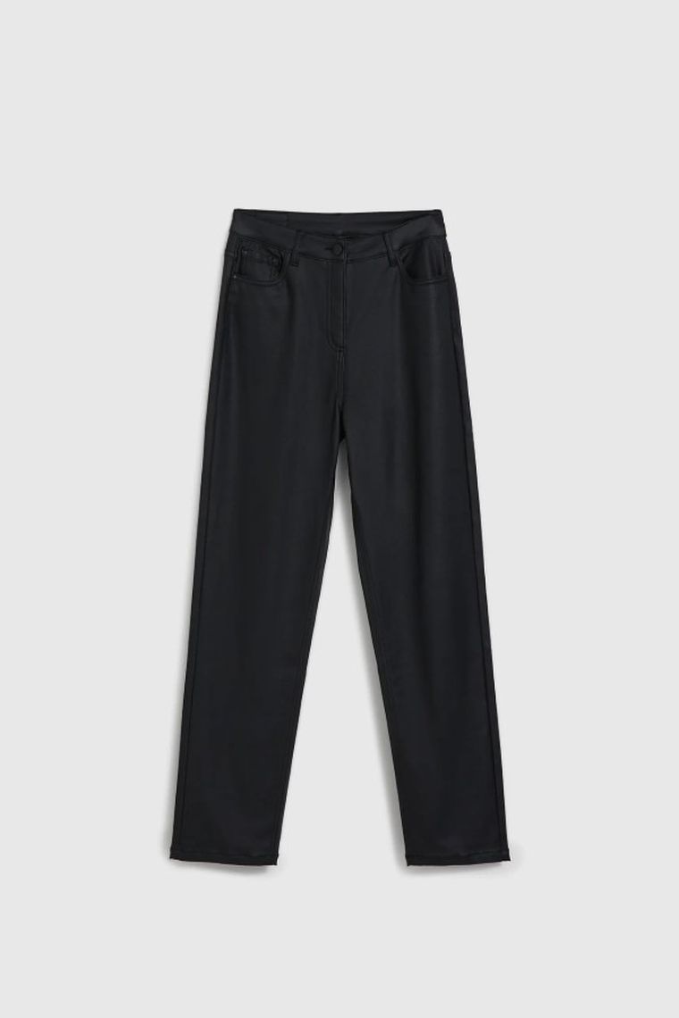 Spodnie materiałowe damskie, czarne, Moodo