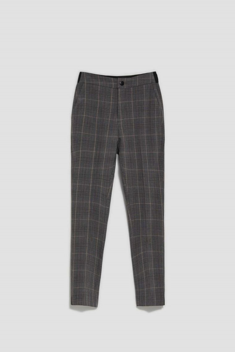 Spodnie materiałowe damskie, grafitowe, Moodo