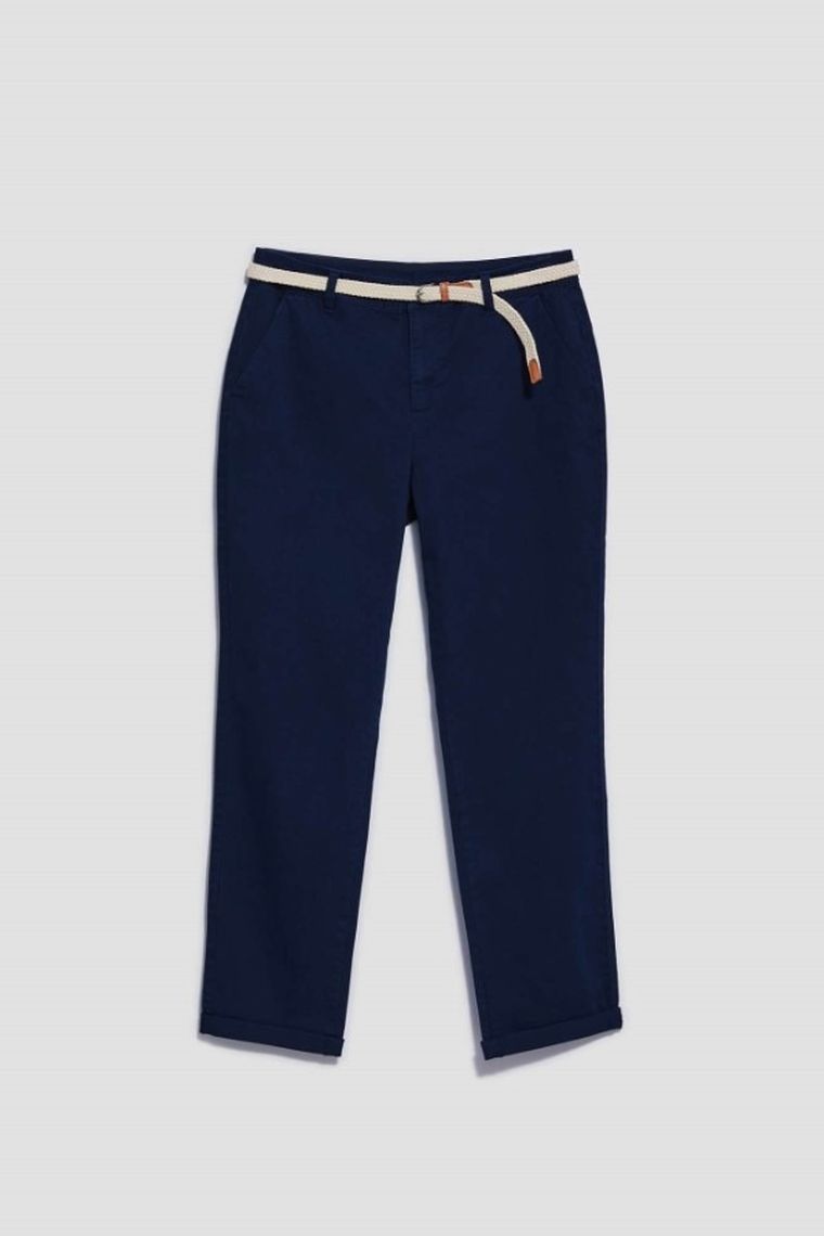 Spodnie materiałowe damskie, granatowe, Moodo