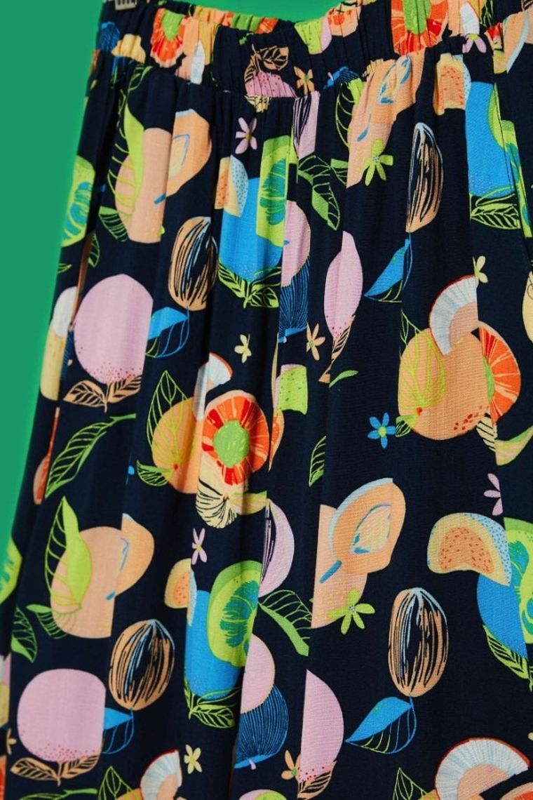 Spodnie materiałowe damskie, granatowe, Moodo