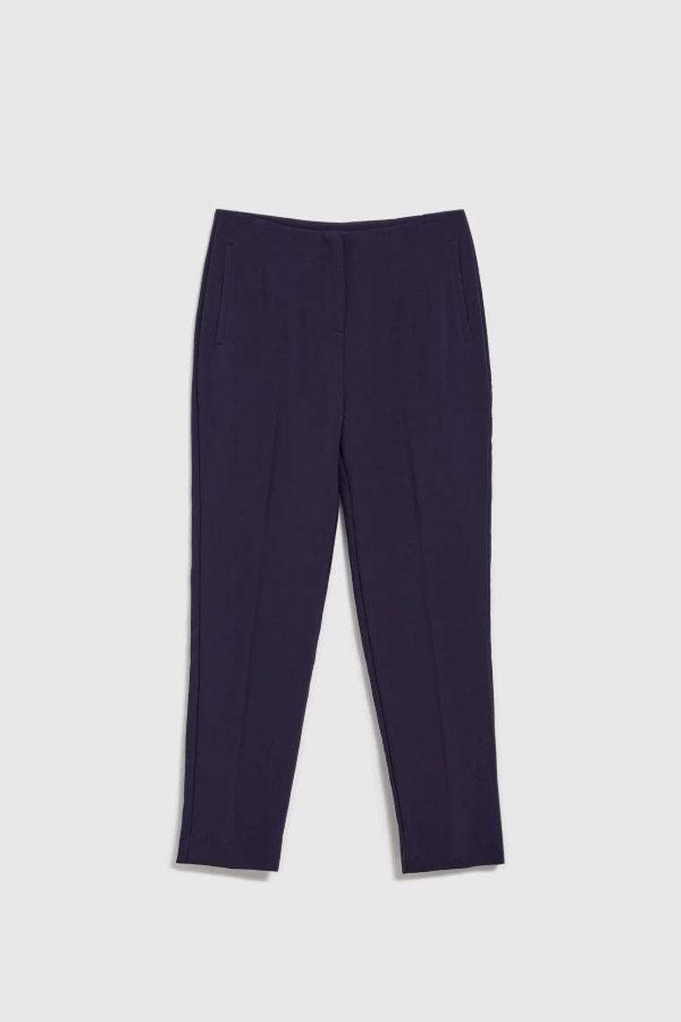 Spodnie materiałowe damskie, granatowe, Moodo