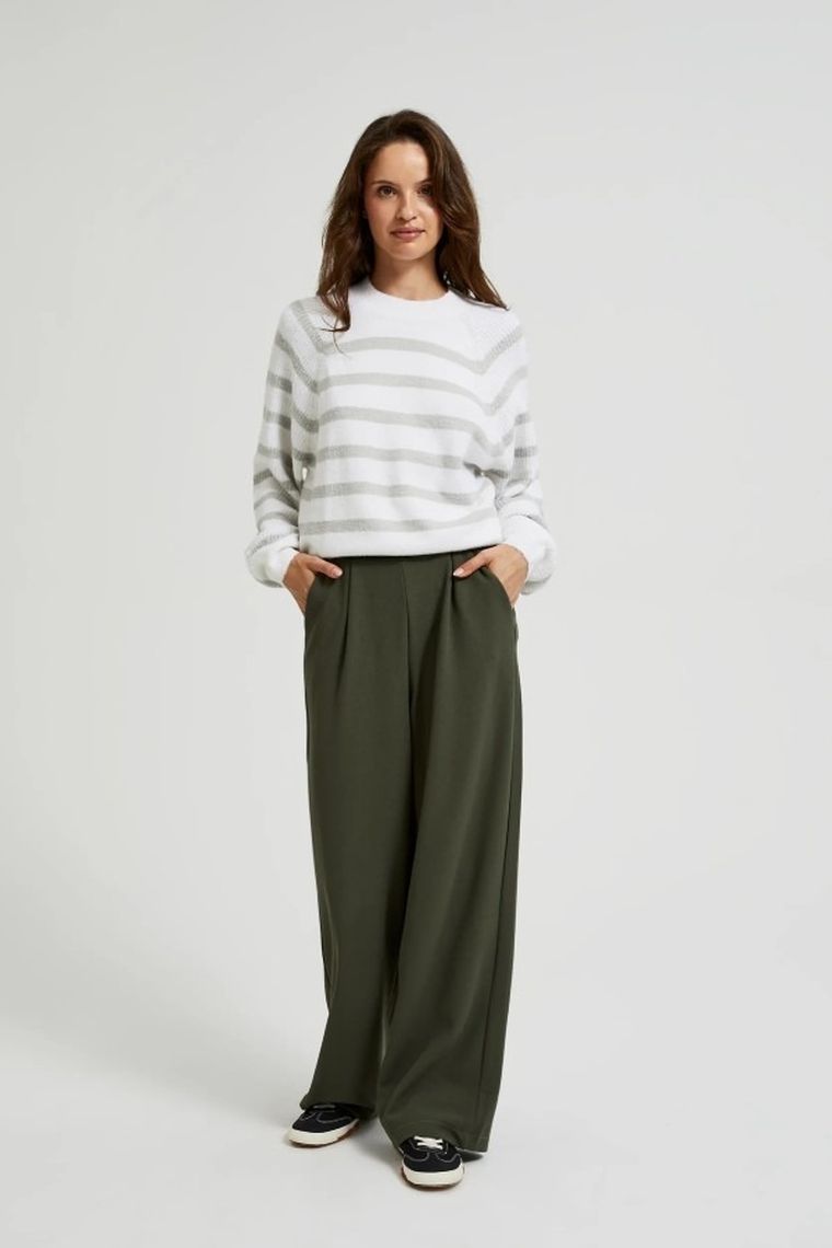 Spodnie materiałowe damskie, khaki, Moodo