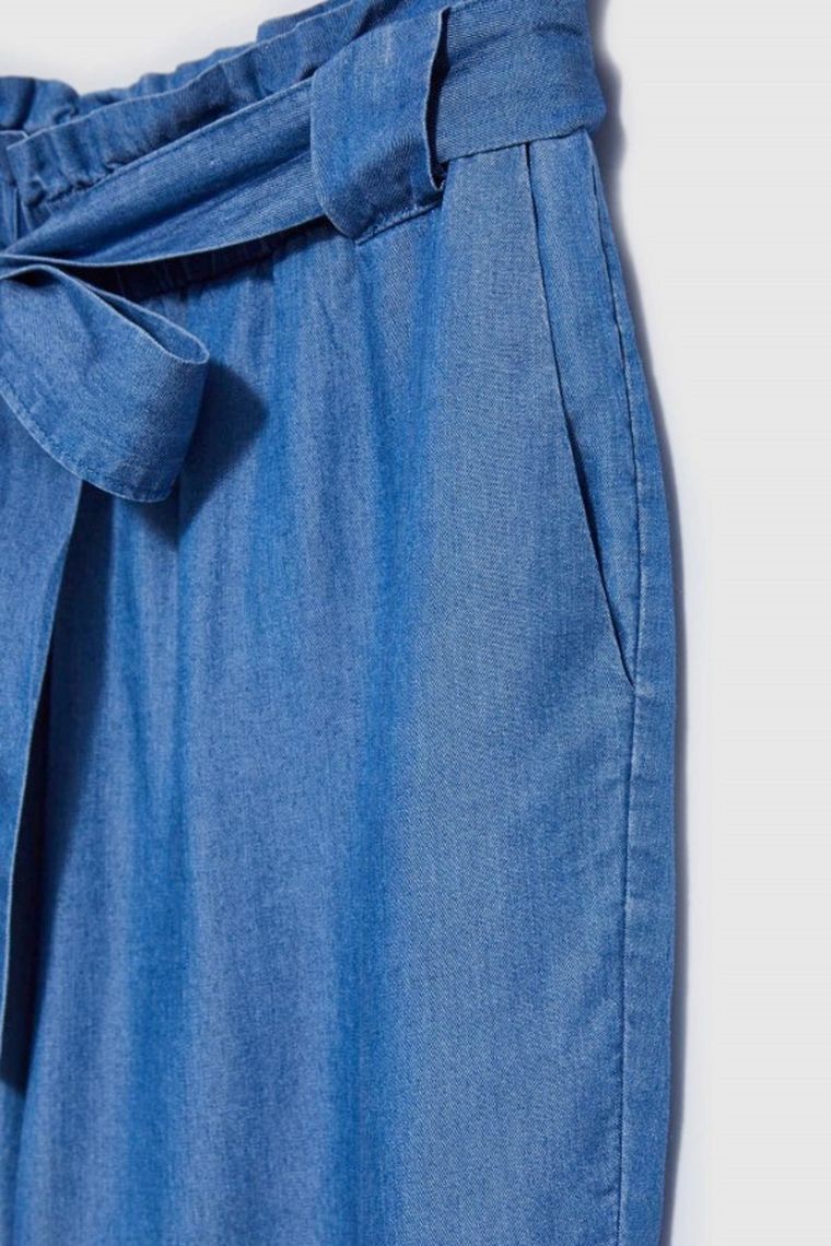 Spodnie materiałowe damskie, niebieskie, Moodo