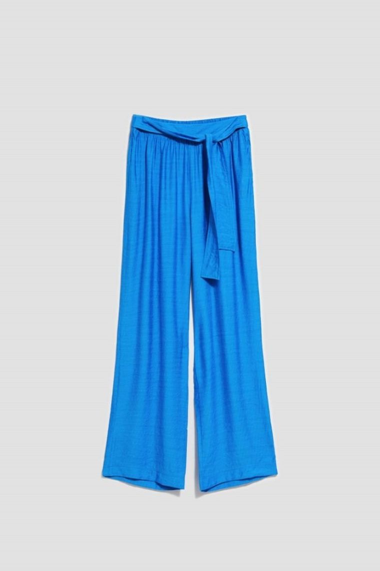 Spodnie materiałowe damskie, niebieskie, Moodo