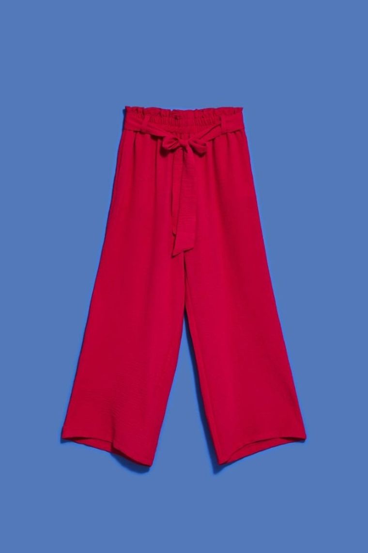 Spodnie materiałowe damskie, różowe, Moodo