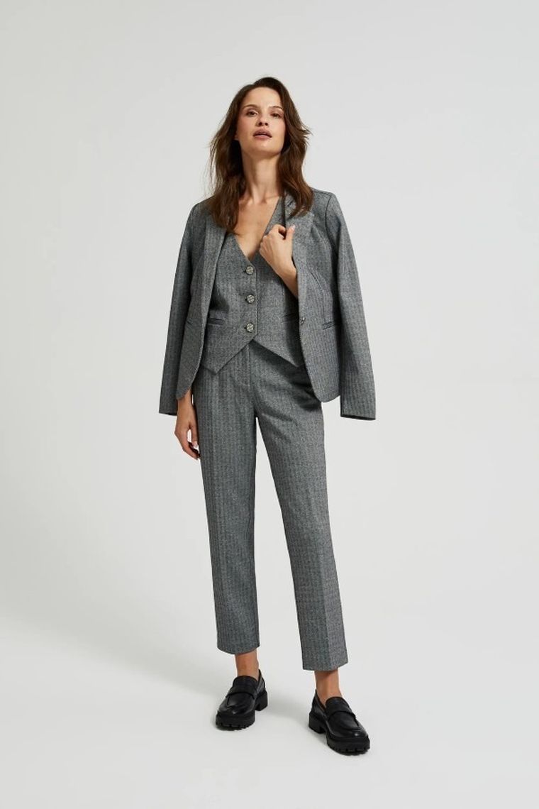 Spodnie materiałowe damskie, szare, Moodo