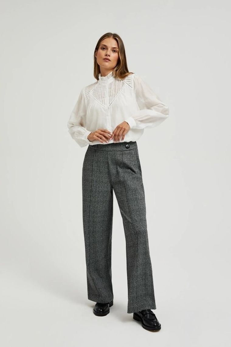 Spodnie materiałowe damskie, szare, Moodo