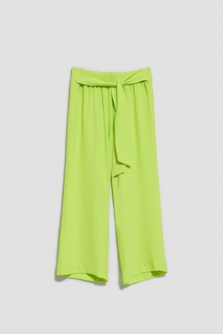 Spodnie materiałowe damskie, zielone, Moodo