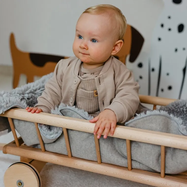 Spodnie ogrodniczki chłopięce, prążkowane, beżowe, Eevi