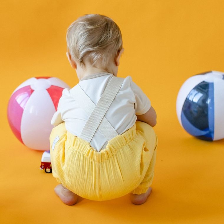 Spodnie ogrodniczki chłopięce, żółte, Eevi