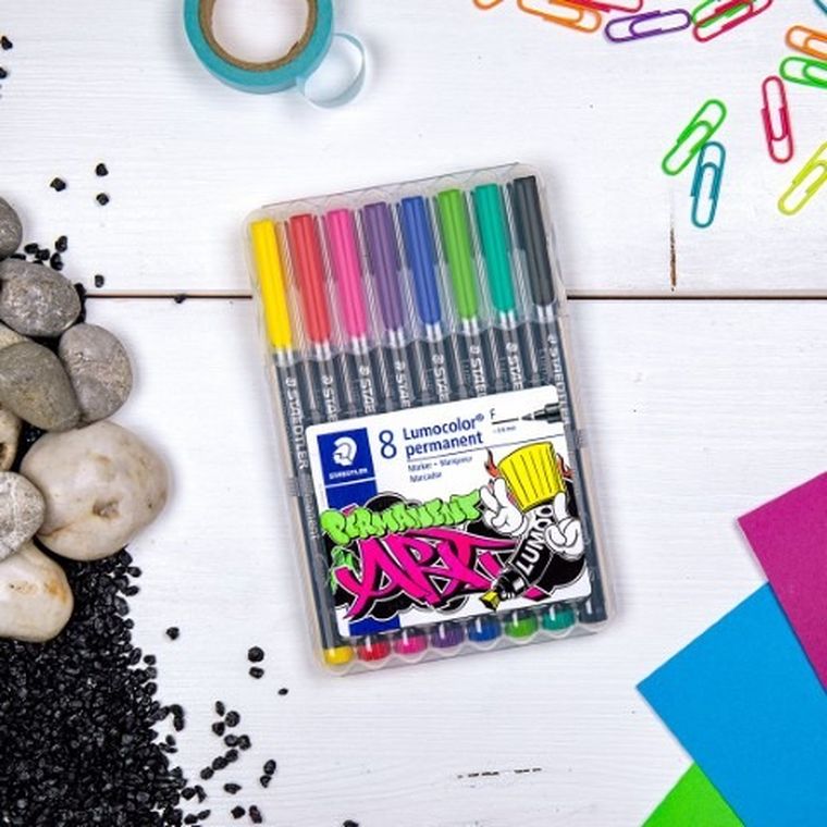 Staedtler, pisak wodoodporny Lumocolor ART, 0.6 mm, 8 kolorów