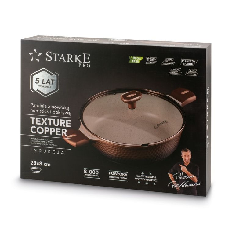 Starke Pro, Texture Copper, patelnia, 28-8 cm
