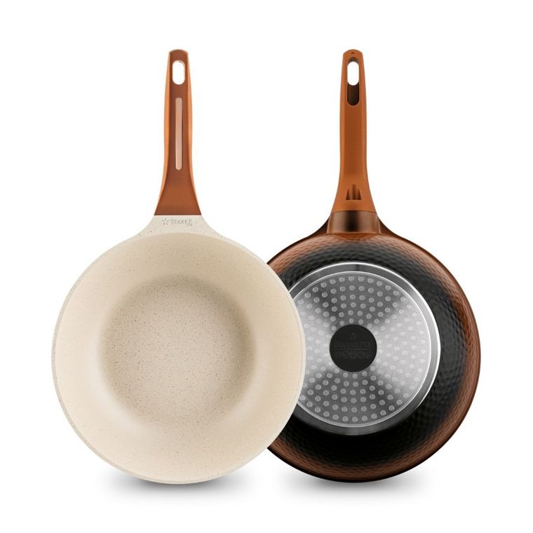Starke Pro, Texture Copper, patelnia wok z pokrywą, 28-8 cm