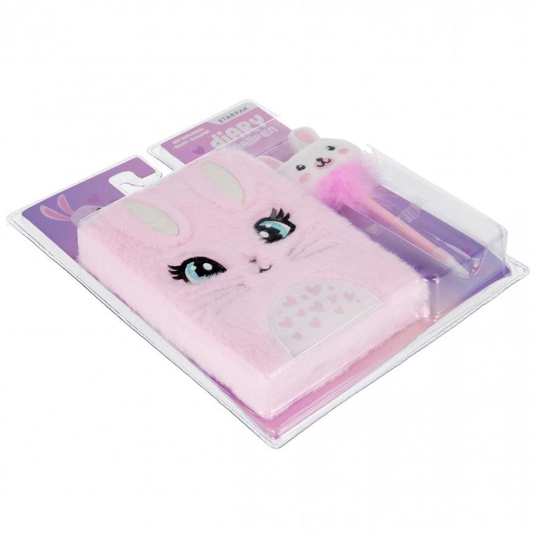 Starpak, pamiętnik na kłódkę z długopisem, pluszowy, królik