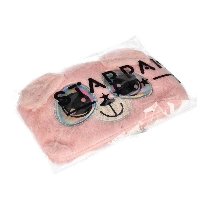 Starpak, piórnik pluszowy, big eyes pink