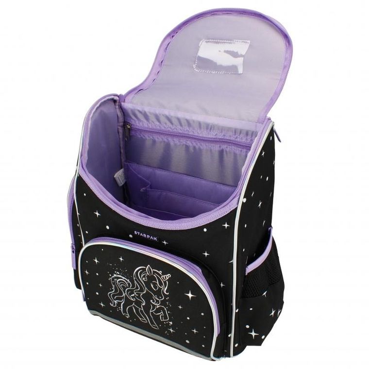 Starpak, tornister szkolny, czarny, Unicorn Holo