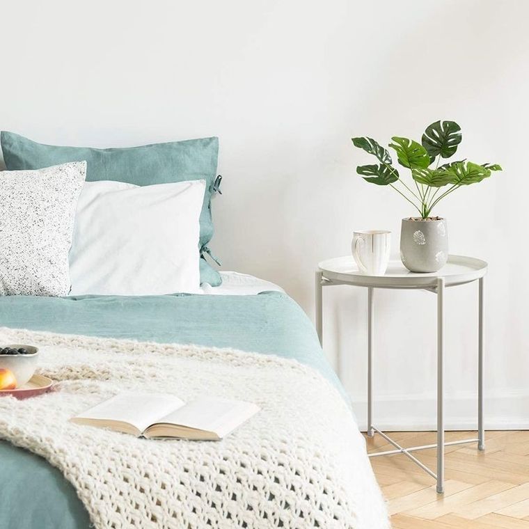 Stolik okrągły, metalowy, styl Loft, biały