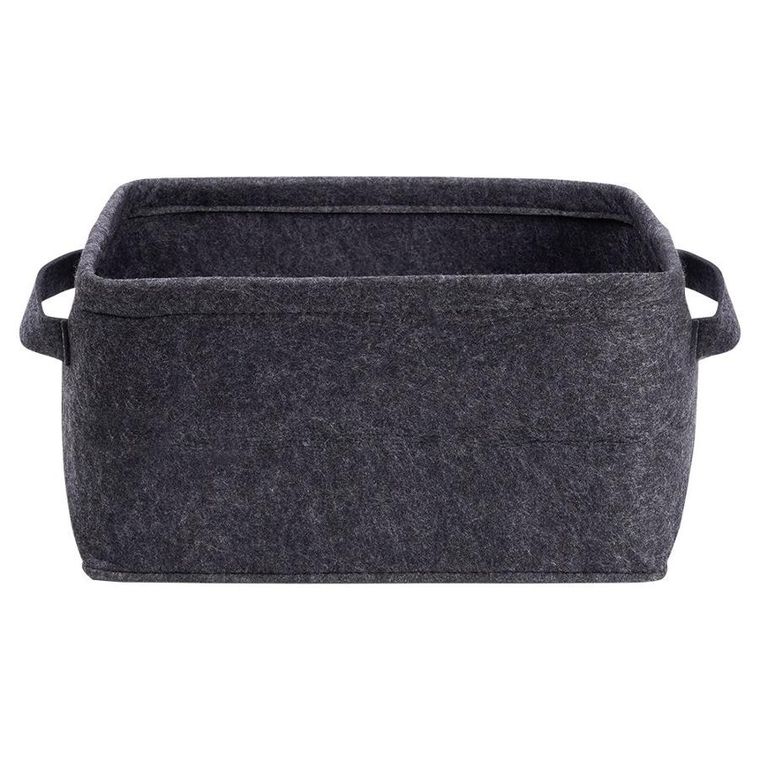 Storage Solutions, koszyk do przechowywania, filcowy, składany, czarny, 36-27-20 cm