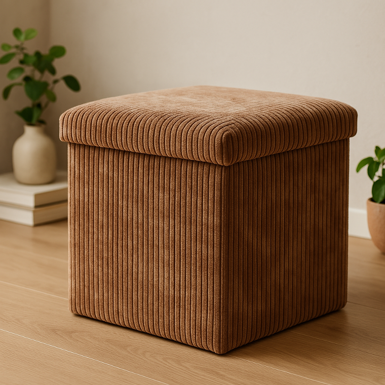Storage Solutions, pufa ze schowkiem sztruksowa, Tobo, 38-38-38 cm