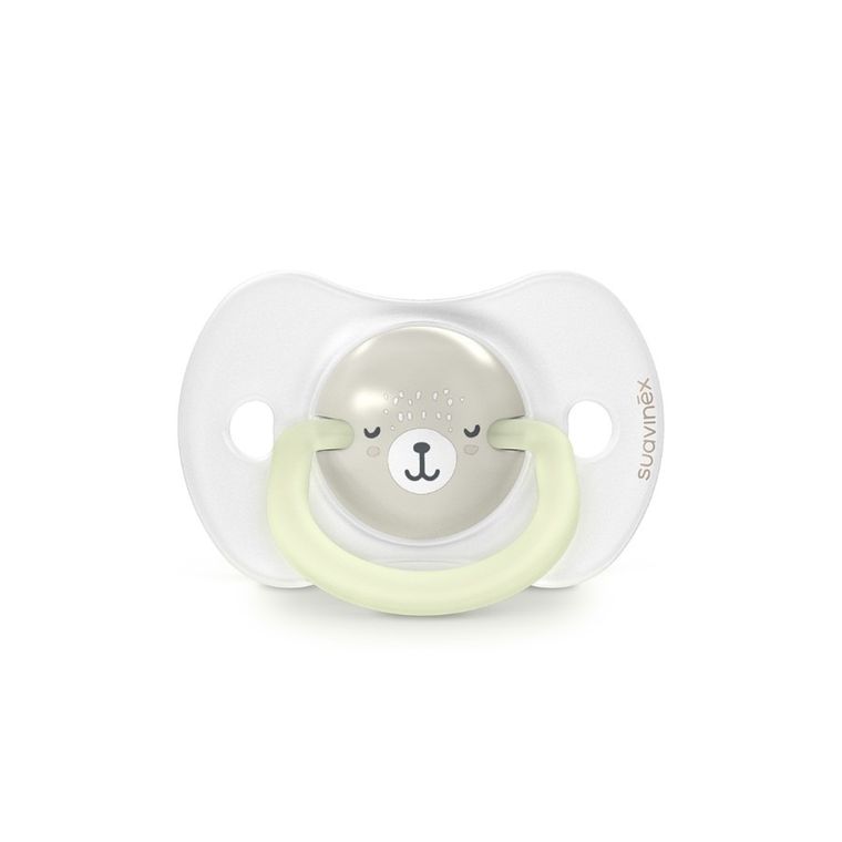 Suavinex, SX Pro, Wild & Free, smoczek fizjologiczny, beżowy, świecący, 0-6 m, 2 szt.